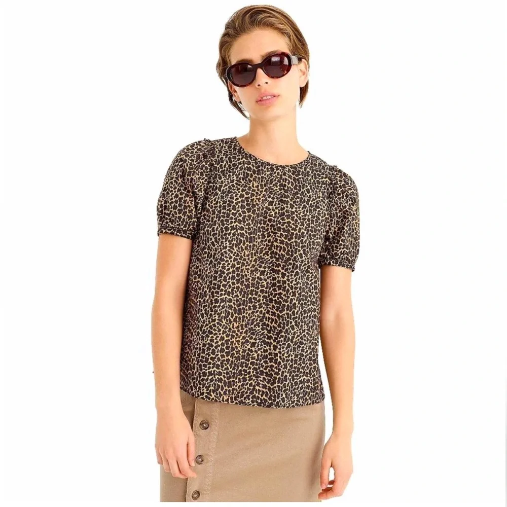 J. Crew Leopard Print Poplin Blouse, S